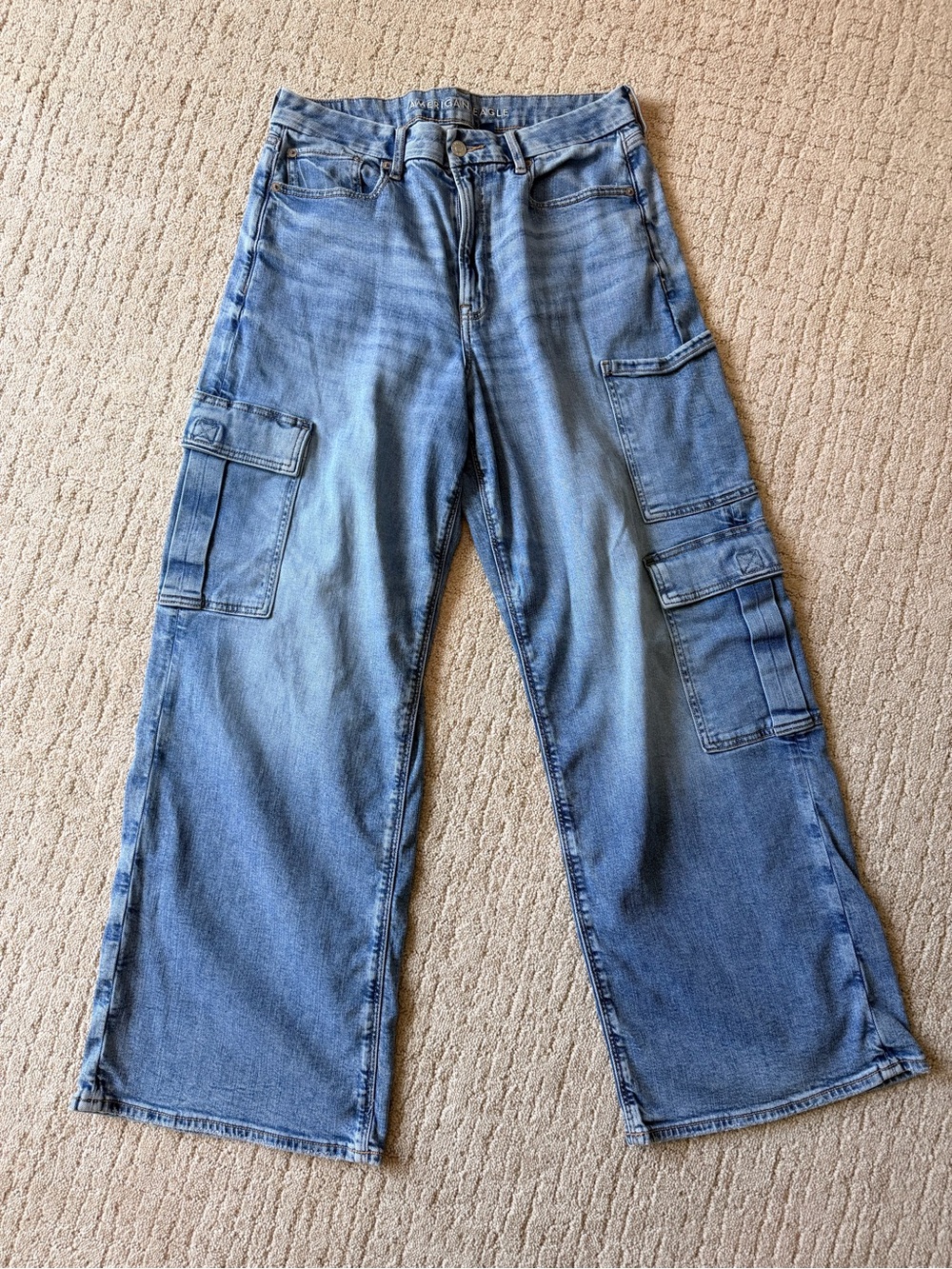 American Eagle Outfitters Light Blue Wide Leg Cargo Jeans - SIZE 12